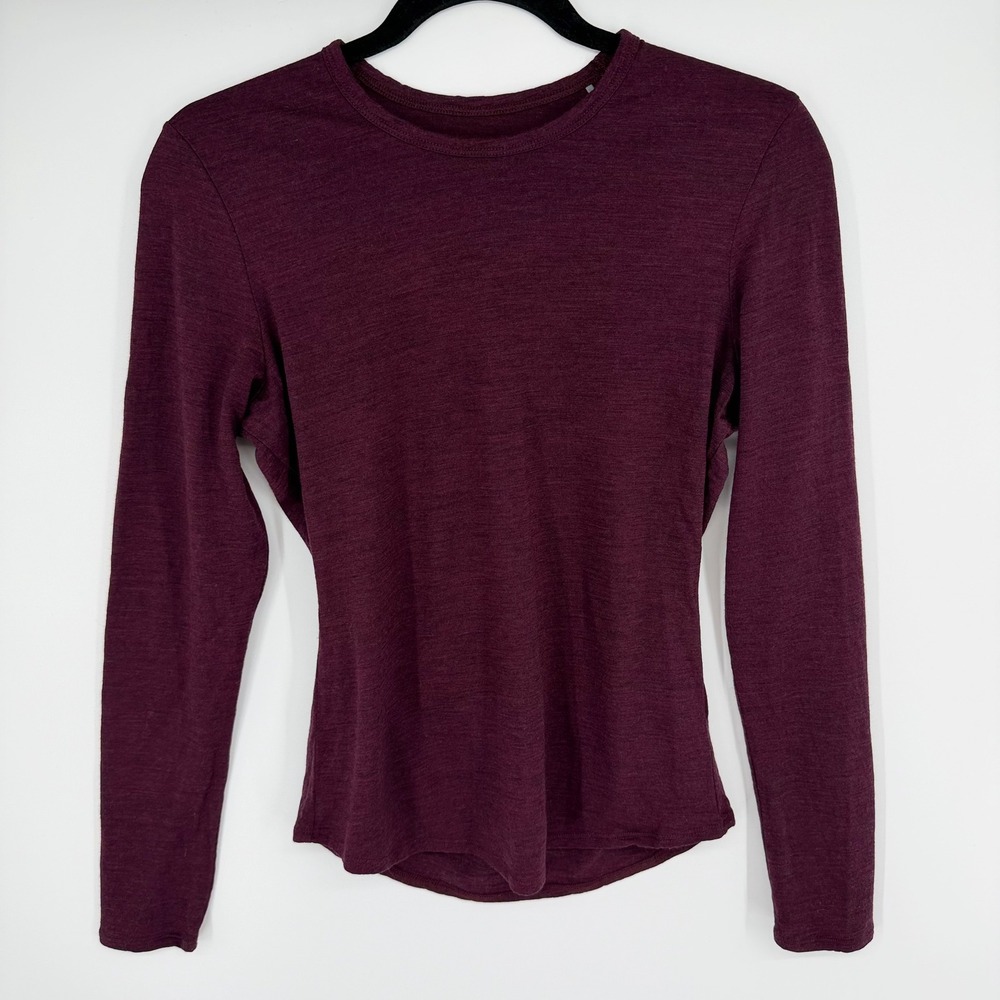 Segments Merino Wool Base Layer L/S Top Women XS Burgundy Outdoor Hiking Camping